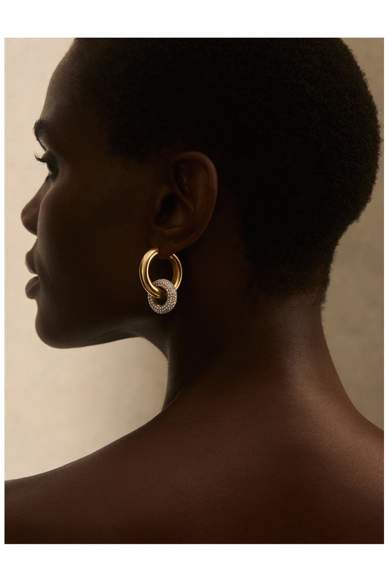 Amber Pavé Statement Hoop Earrings, Alternate, color, GOLD / SILVER TONE/ CRYSTAL