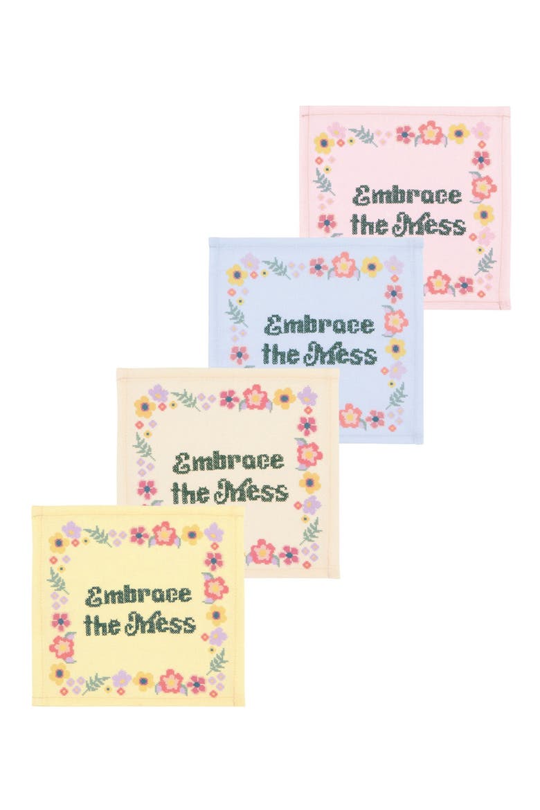 Kitsch Stitch Set of 4 Cocktail Napkins, Main, color, NO COLOR