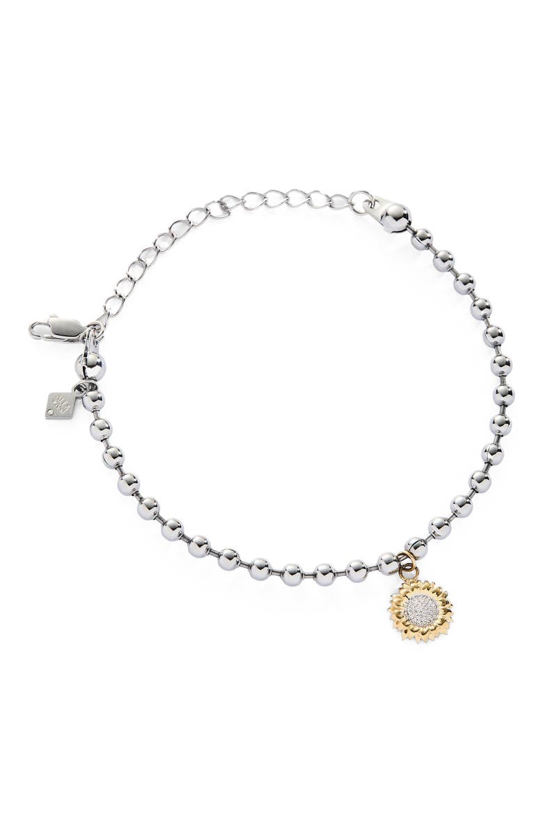 Alex and Ani Sunflower Ball Chain Bracelet, Main, color, Two Tone