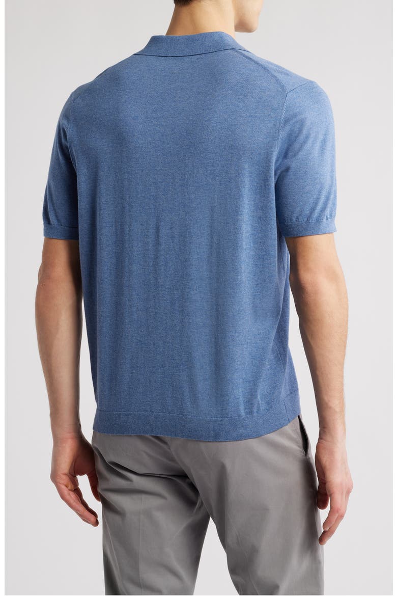 Short Sleeve Johnny Collar Polo Sweater, Alternate, color, DENIM