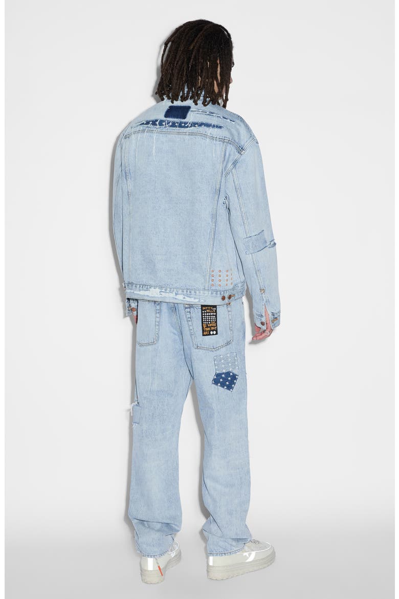 Oh G Oversize Rip & Repair Denim Trucker Jacket, Alternate, color, DENIM