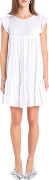English Factory Tiered Ruffle Cotton Blend Dress