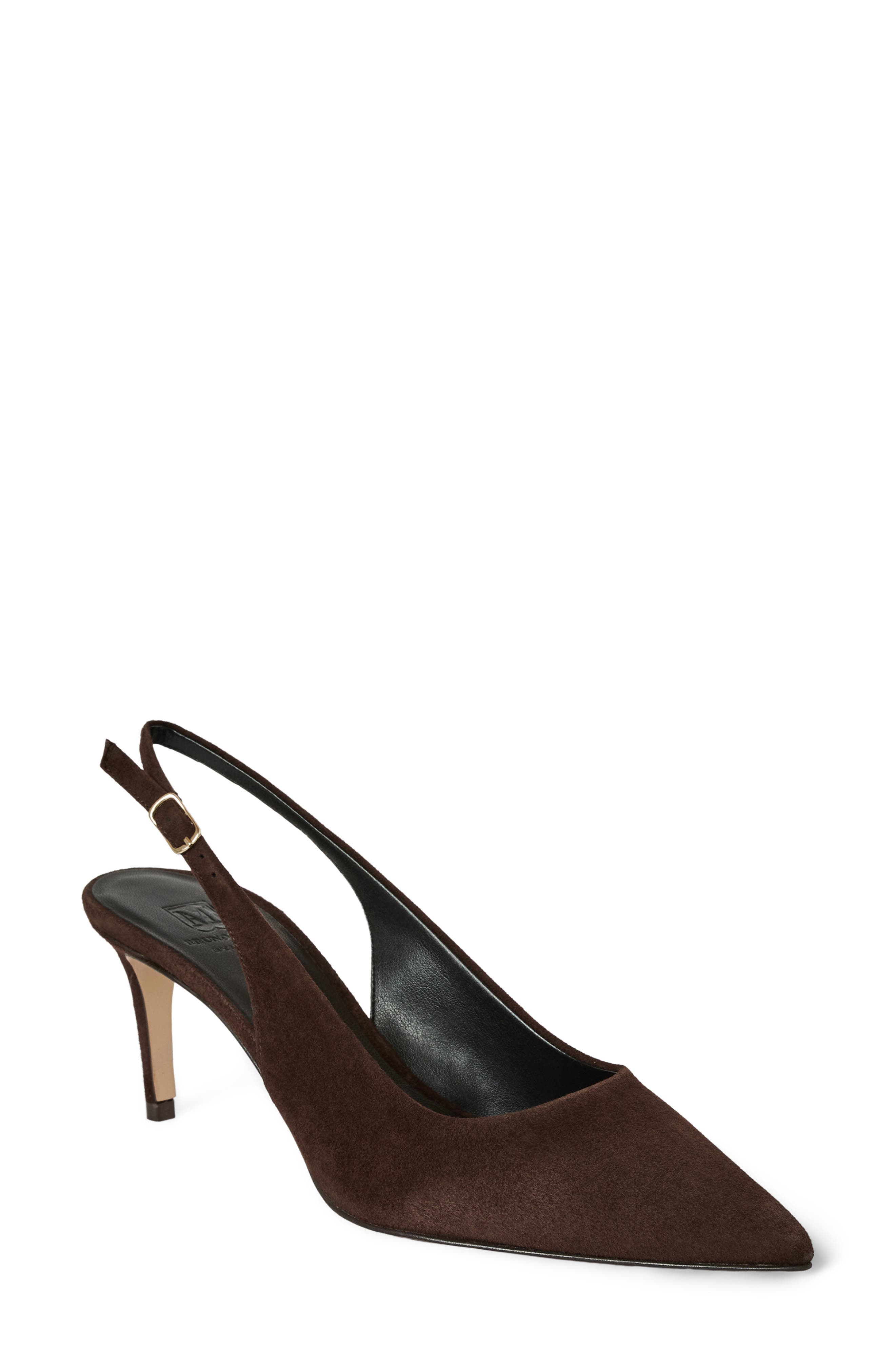 Rima Leather Slingback Pump, Main, color, CHOCOLATE SUEDE