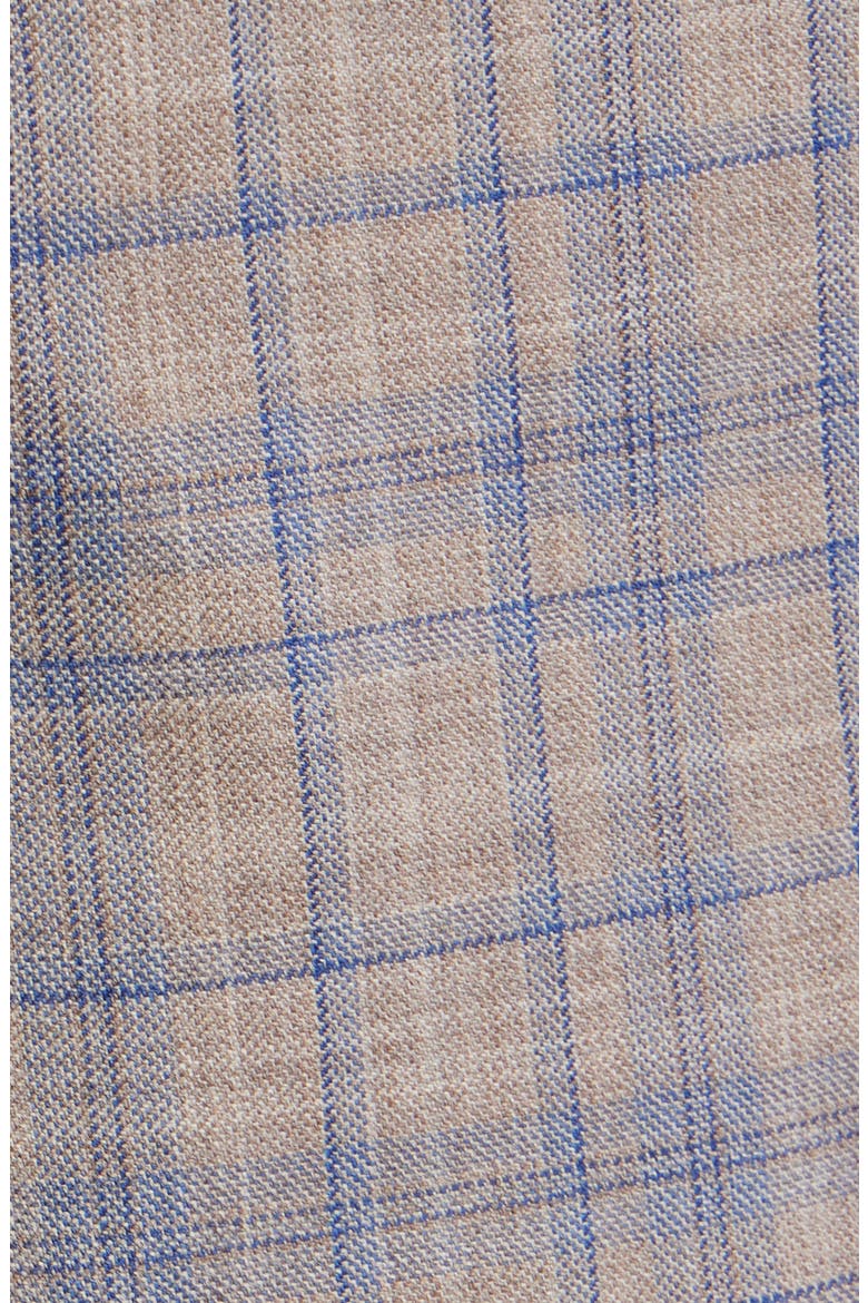 Tan & Blue Double Check Slub Wool Sport Coat, Alternate, color, TAN