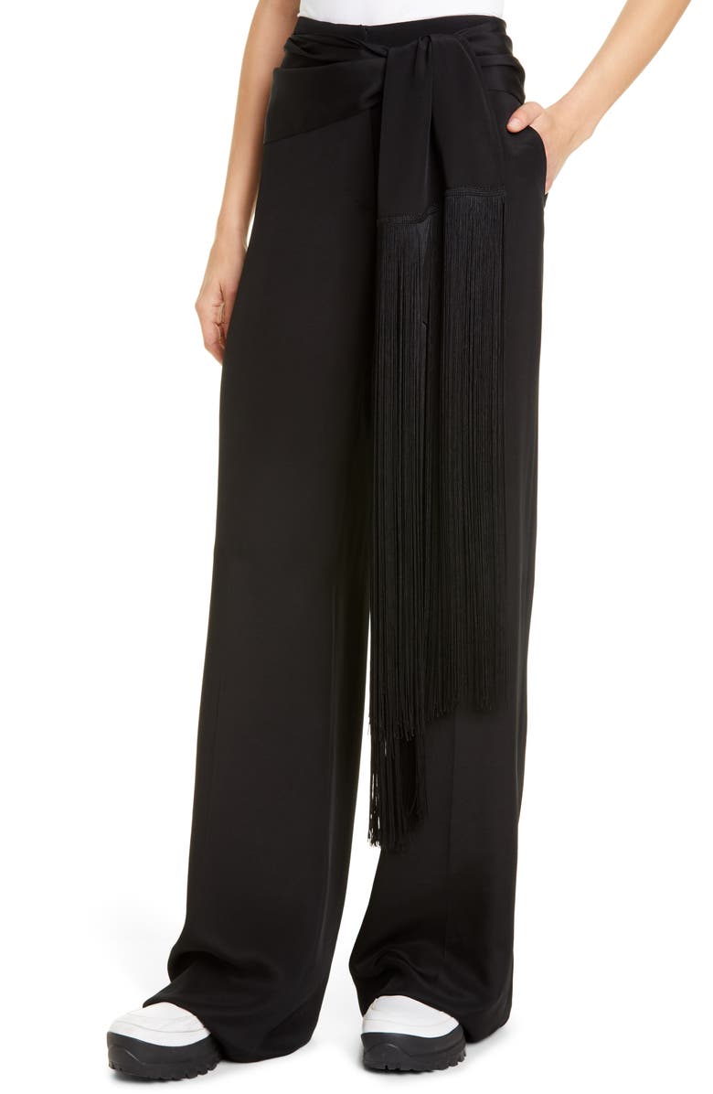 Stella McCartney Fringe Panel Silk Wide Leg Pants, Alternate, color, 