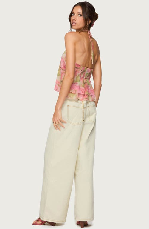 Edikted Dragon Lily Layered Chiffon Halter Top In Pink