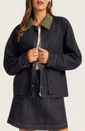 matty m. Marley Corduroy Collar Denim Jacket