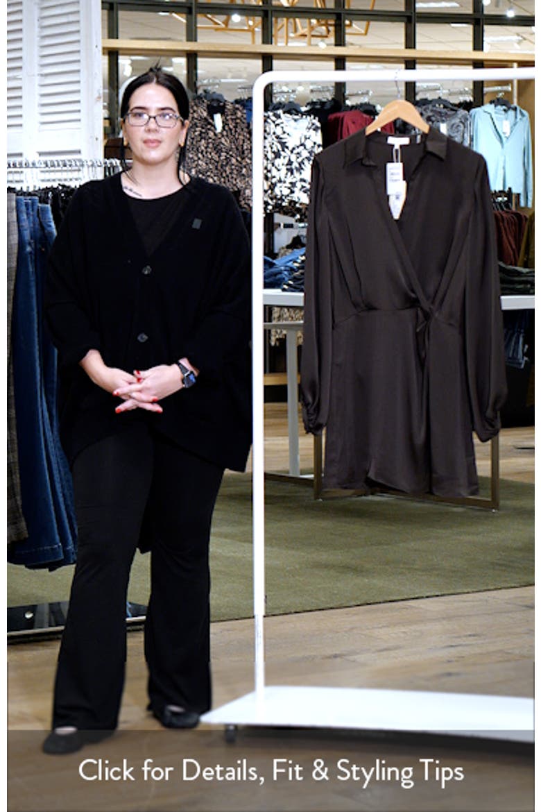 Carolyn Wrap Front Long Sleeve Satin Dress video