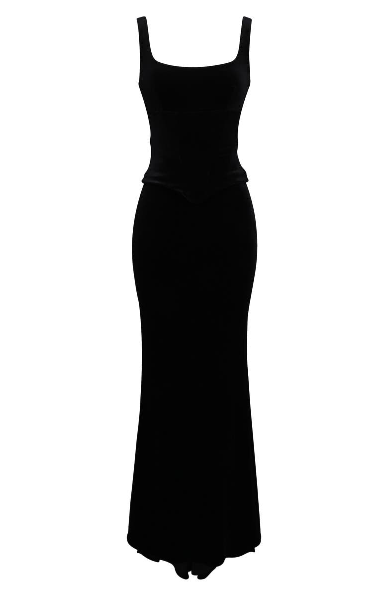 HOUSE OF CB Yasmina Stretch Velvet Corset Gown, Alternate, color, Black