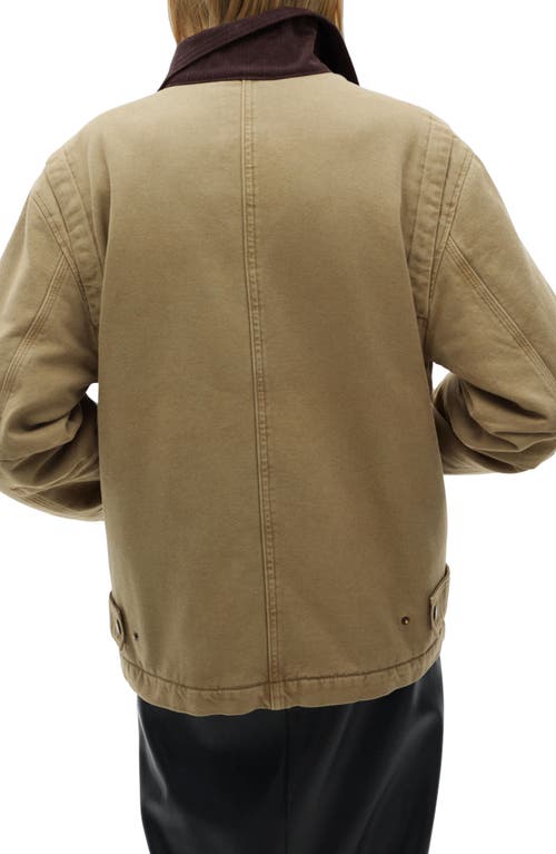 Mango Hannah Cotton Insulated Chore Coat In Beige - Khaki