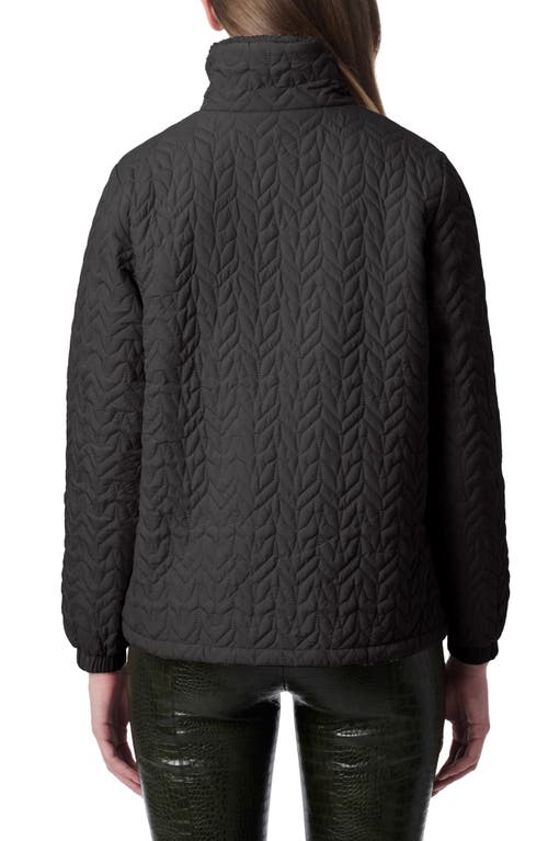 Bernardo Quilted Jacket With Faux Shearling Collar In Black