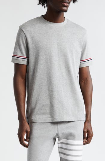 Tシャツ・カットソー THOM BROWNE COTTON STRIPES T-SHIRT Striped oversized cotton T-shirt in multicoloured - Thom