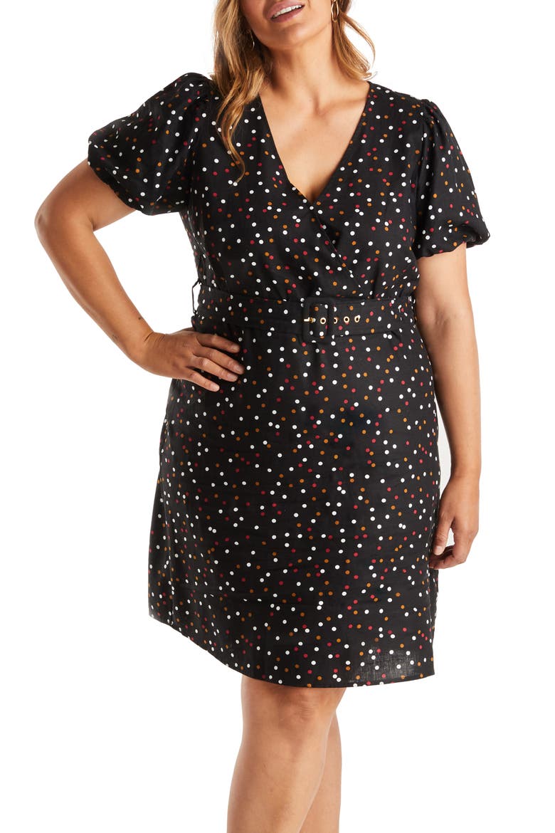 Confetti Faux Wrap Dress, Main, color, PRINT