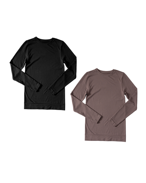 Seamless Maternity Rib Long Sleeve Crew Tee 2 Pack Bundle