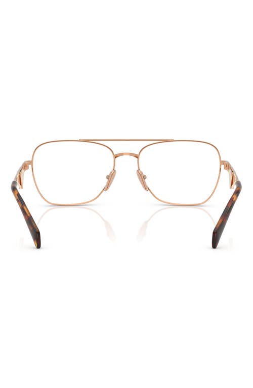 Prada 57mm Pilot Optical Glasses In Rose Gold