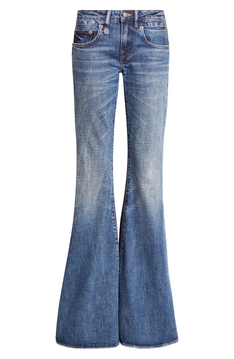 R13 Overflow Boyfriend Flare Jeans, Alternate, color, Mire Blue Stretch