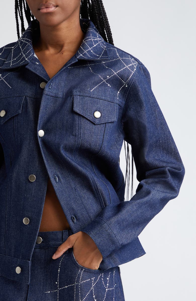 HOUSE OF AAMA Anansi Web Detail Denim Jacket, Alternate, color,