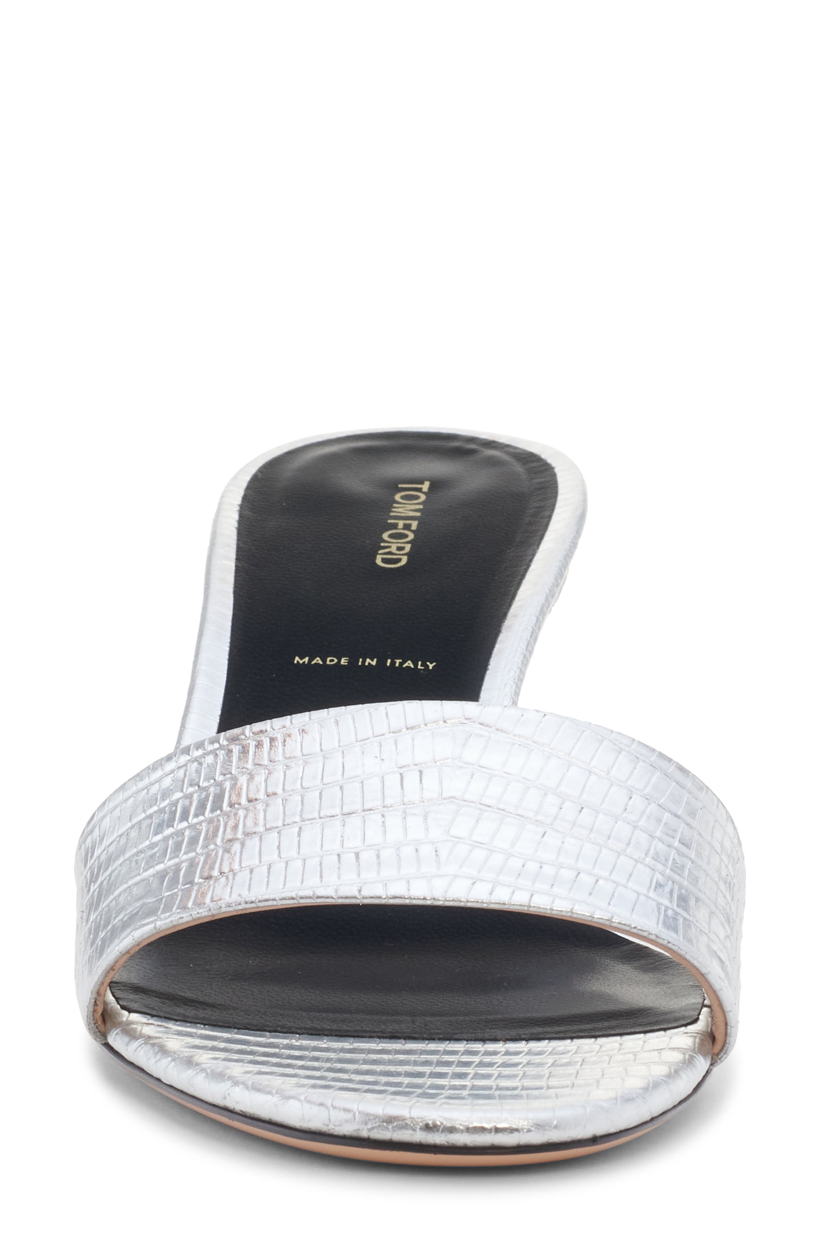 TOM FORD Python Embossed Slide Sandal, Alternate, color, Silver