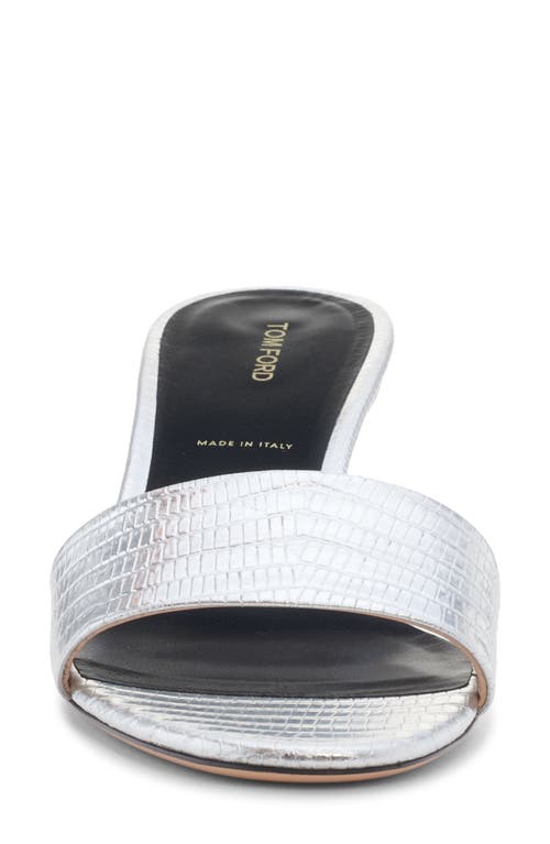 Tom Ford Python Embossed Slide Sandal In Silver