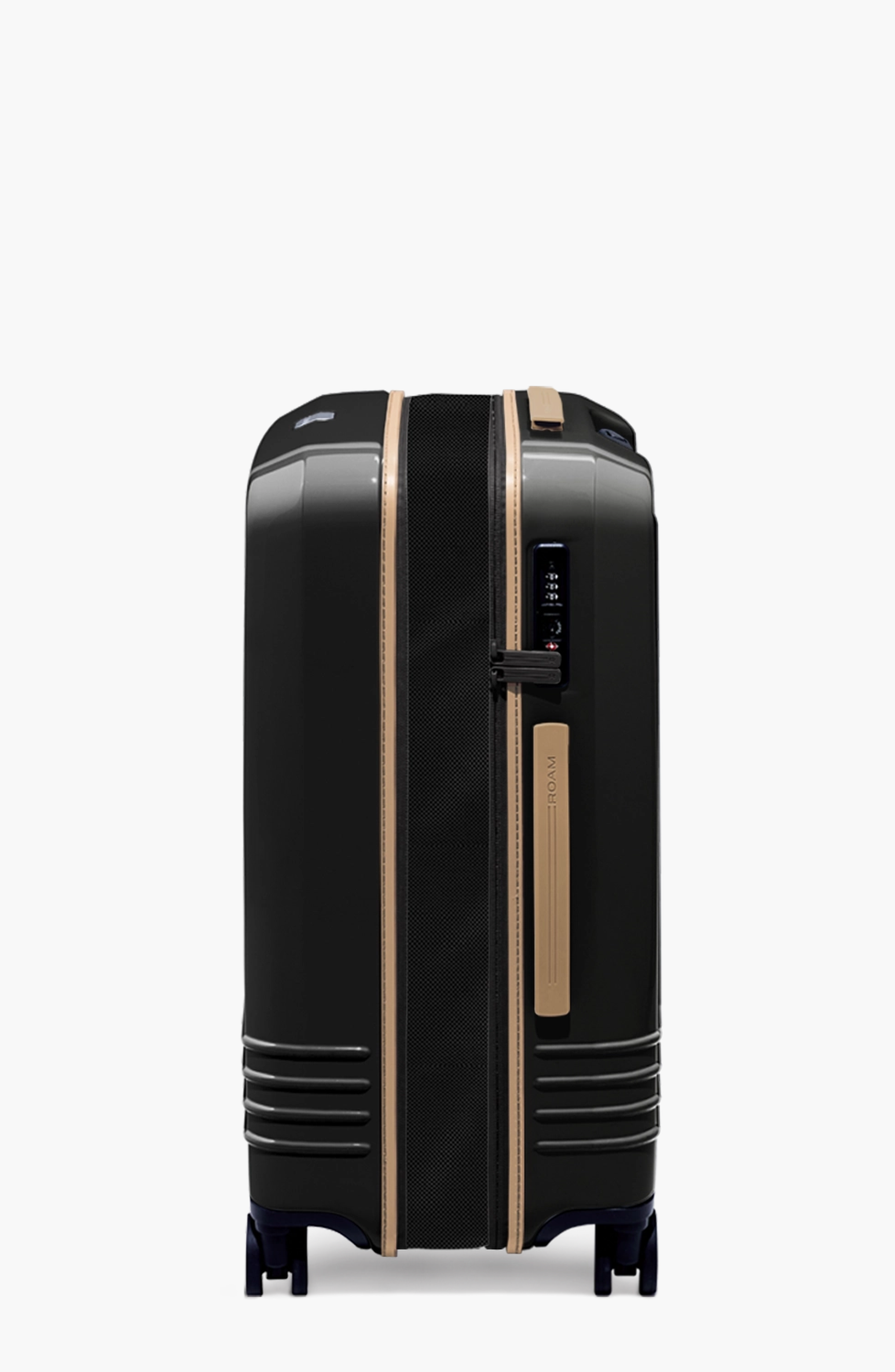 ROAM Luggage Check-In Expandable Luggage, Alternate, color, Black Gloss / Tan Trim
