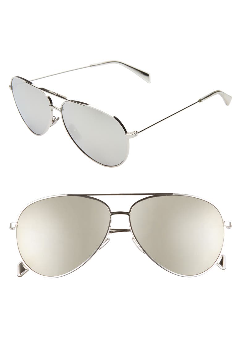 61mm Mirrored Aviator Sunglasses, Main, color, SHINY PALLADIUM