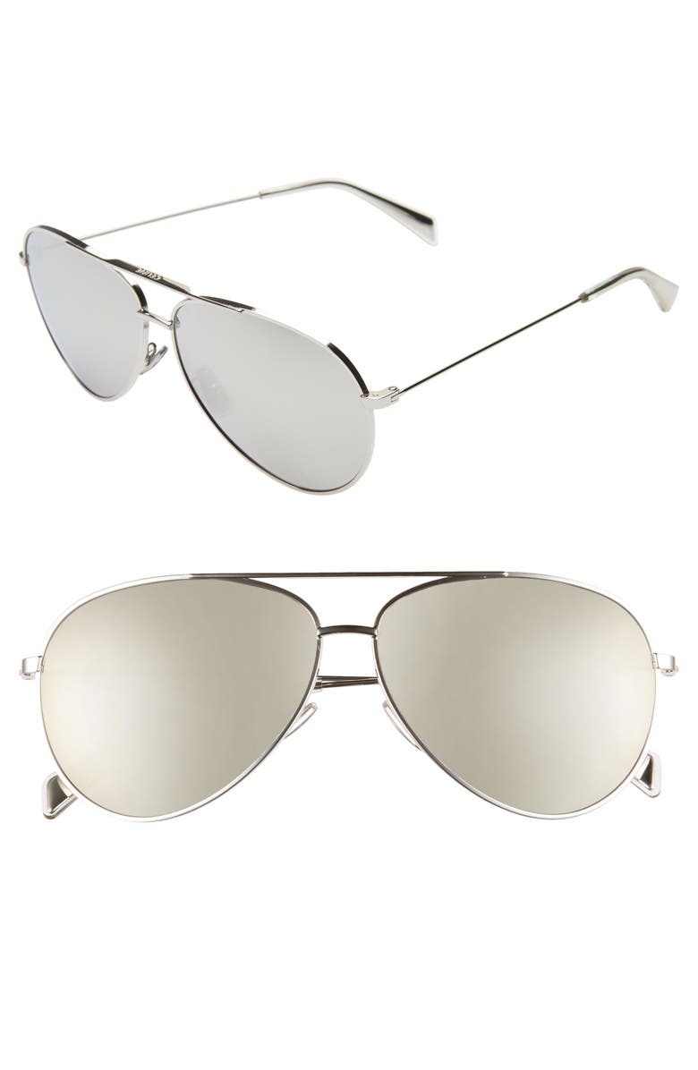 CELINE 61mm Mirrored Aviator Sunglasses, Main, color,