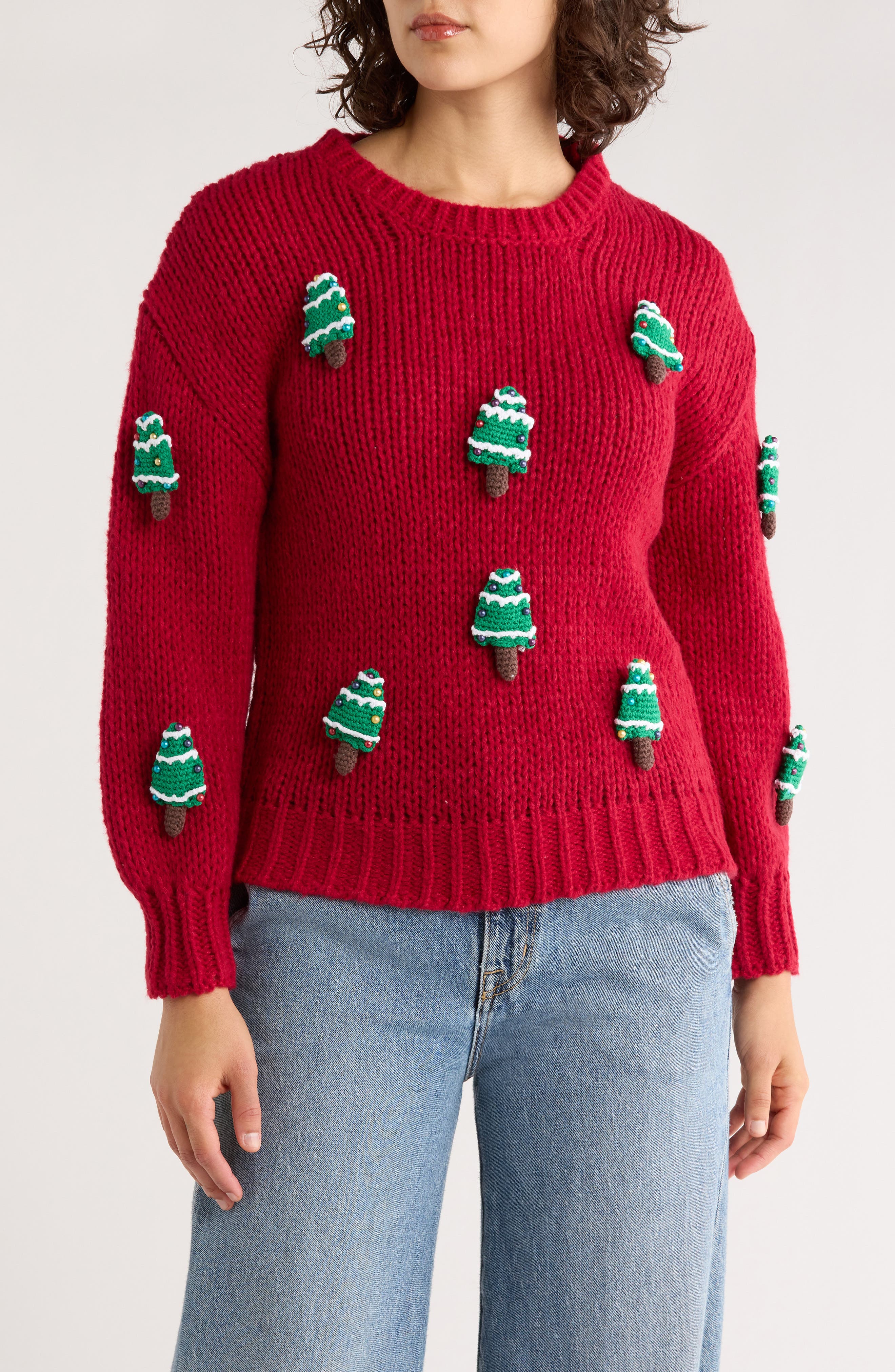 Roffe Accessories Embroidered Christmas Tree Sweater