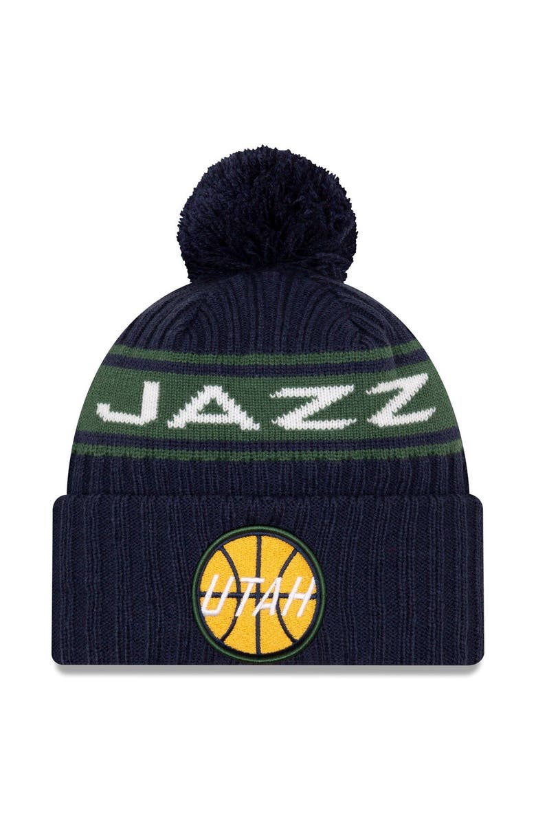 New Era Men's New Era Navy Utah Jazz 2021 NBA Draft Cuffed Knit Hat with Pom, Main, color, 