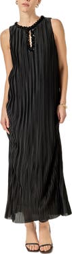 English Factory Embellished Plissé Sleeveless Maxi Dress