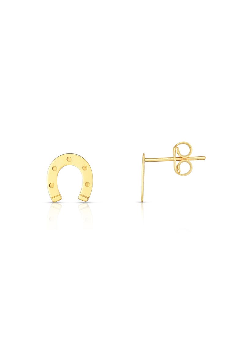 Gold Horseshoe Stud Earrings, Main, color, Yellow Gold