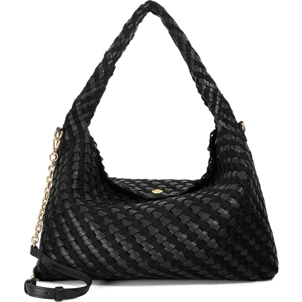 Dune London Deliberate L Woven Shoulder Bag In Black