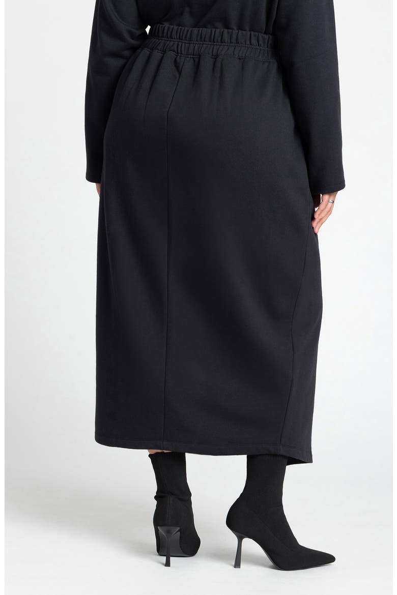 Maxi French Terry Skirt, Alternate, color, BLACK