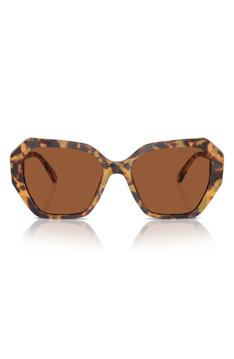 Swarovski 56mm Photochromic Irregular Sunglasses, Main, color, Havana Transparent