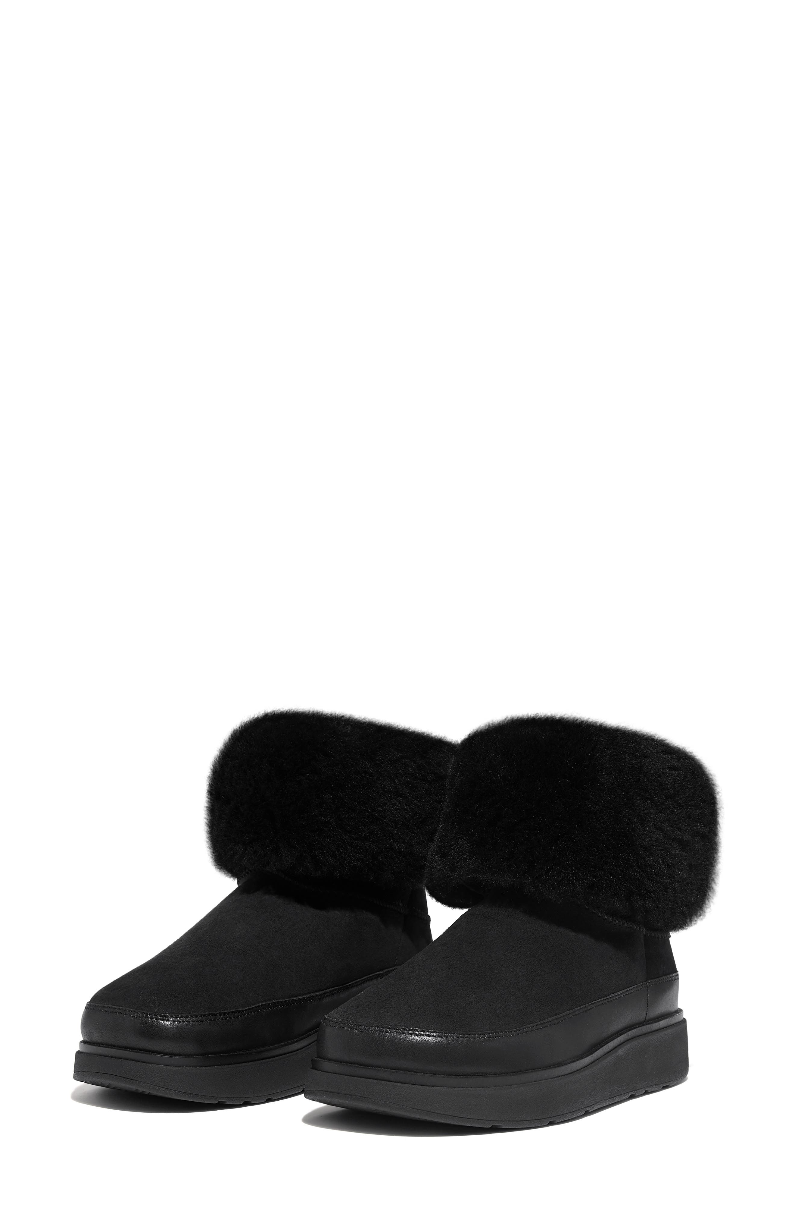 FitFlop Gen Genuine Shearling Boot, Alternate, color, All Black