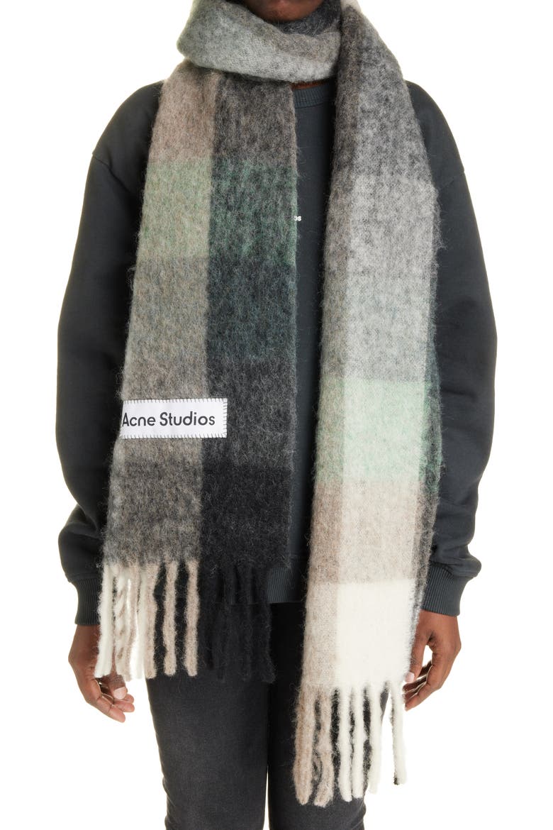 Acne Studios Vally Plaid Alpaca, Wool & Mohair Blend Scarf (Women