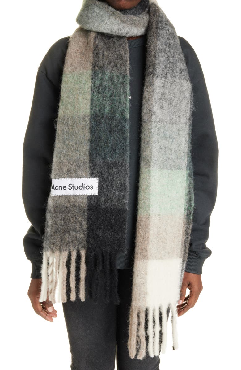 Acne Studios Vally Plaid Alpaca, Wool 
Mohair Blend Scarf, Alternate, color, 