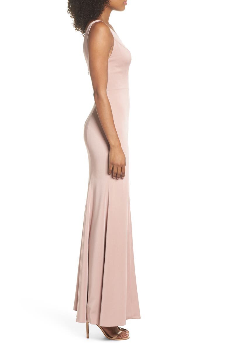 Jade Luxe Crepe V-Neck Gown, Alternate, color, WHIPPED APRICOT