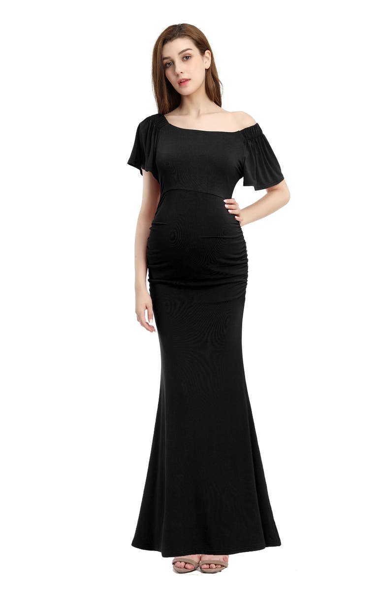 Kimi and Kai Abigail Off the Shoulder Maternity Trumpet Gown, Alternate, color,