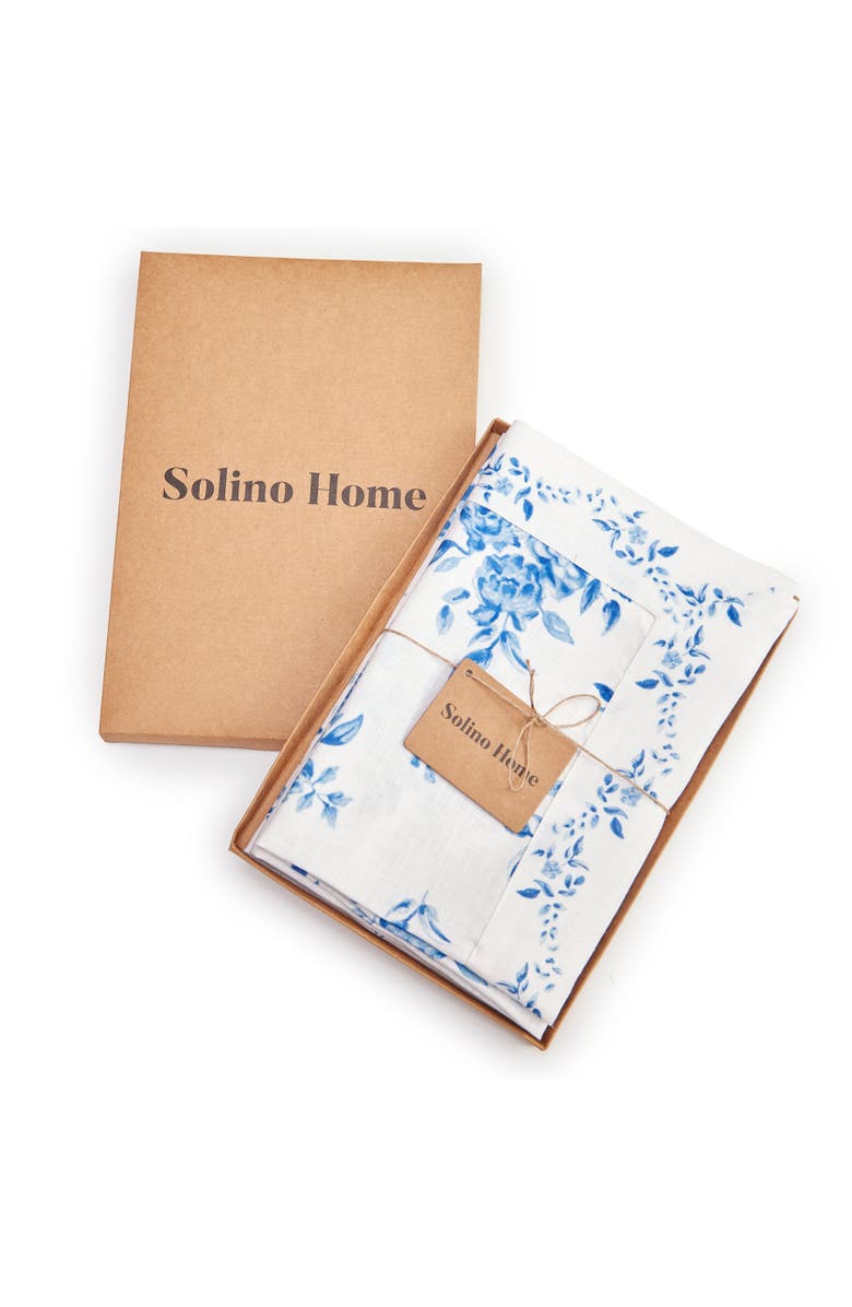 Solino Home Linen Dinner Napkins - Jolie Fleur, 20" x 20", Alternate, color, Blue Floral