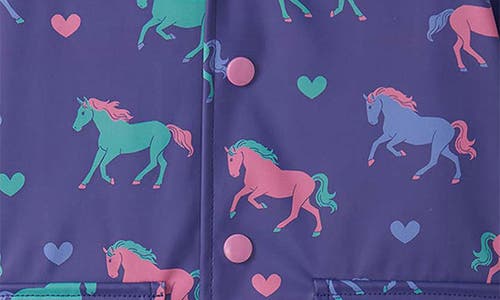 Hatley Horses & Hearts Waterproof Raincoat In Blue