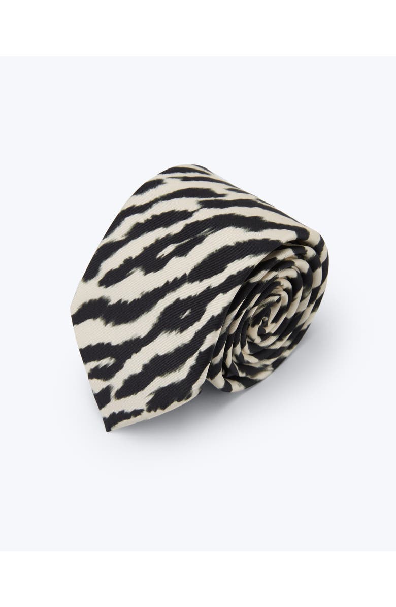 Knottery & Co Savannah Stripes Printed Silk Tie, Main, color, Zebra