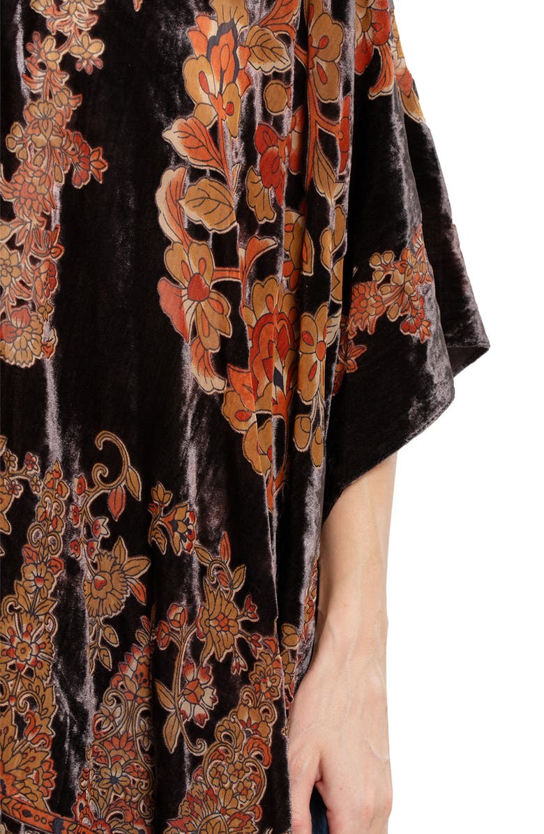 SAACHI Ella Floral Burnout Velvet Ruana, Alternate, color, Grey