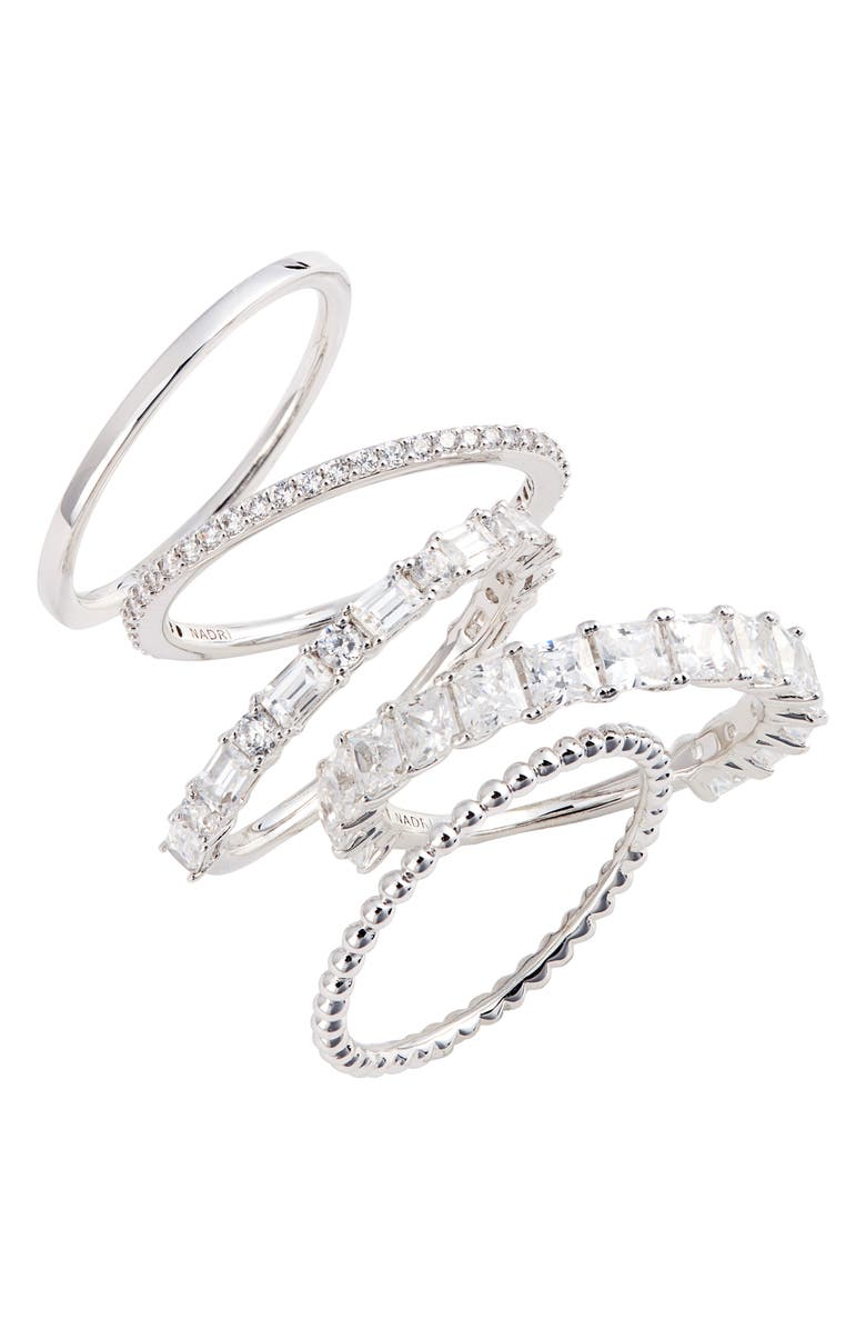 Nadri Set of 5 Stacking Rings, Main, color,