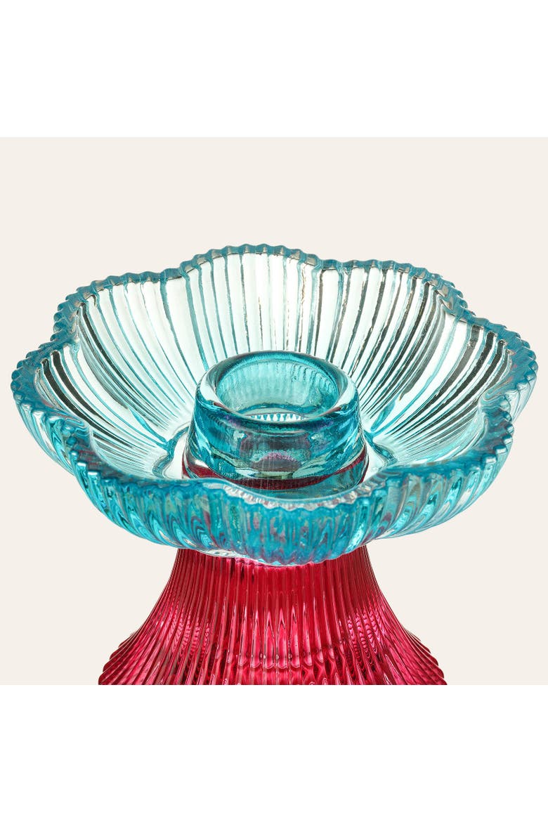 Glass Floral Type Candle Holder and Decorative Object 3 Pcs Set, Alternate, color, Multicolor