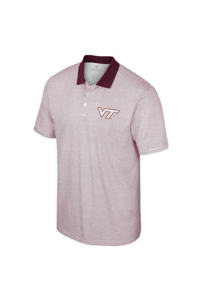 Men's Colosseum White Virginia Tech Hokies Print Stripe Polo, Alternate, color, White