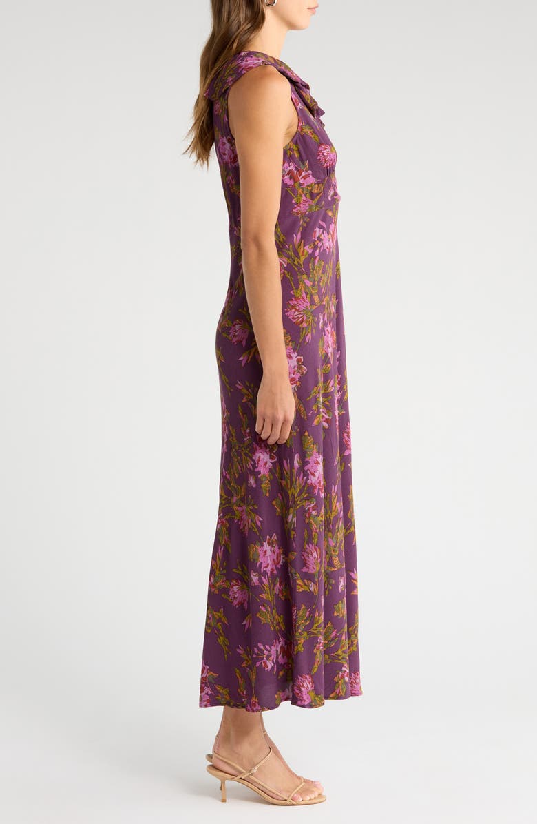 Treasure & Bond Ruffle Detail Sleeveless Midi Dress, Alternate, color, Purple- Green Ferrah Bloom