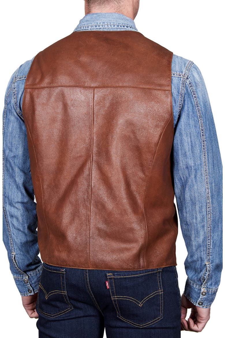 Vintage Leather Vest, Alternate, color, COGNAC