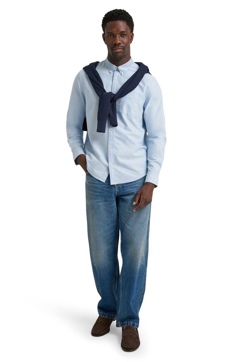 Long Sleeve Cotton Button Down Shirt, Alternate, color, HALOGEN CROSSED CLOUD
