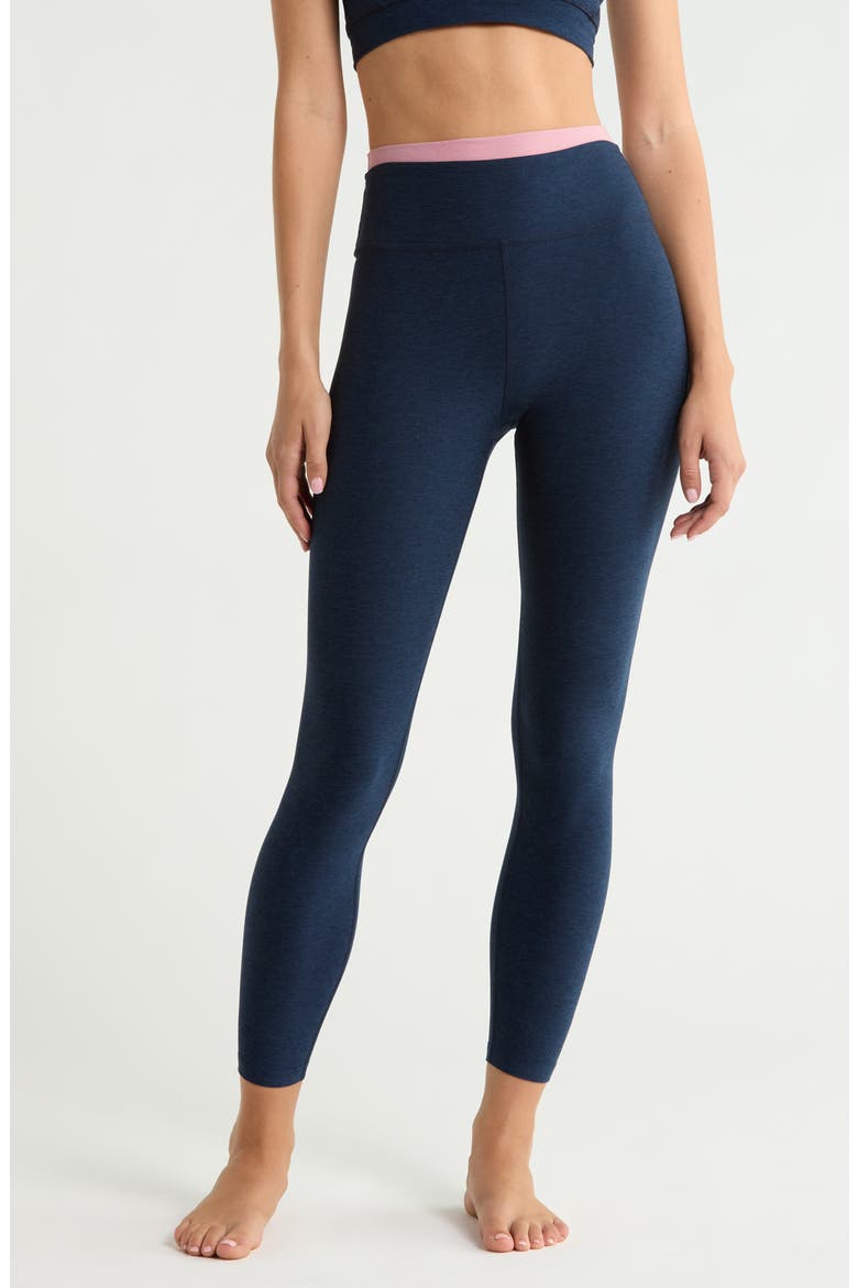 Space Dye High Waist Midi Leggings, Main, color, NOCTURNAL NAVY/ BALLET PINK