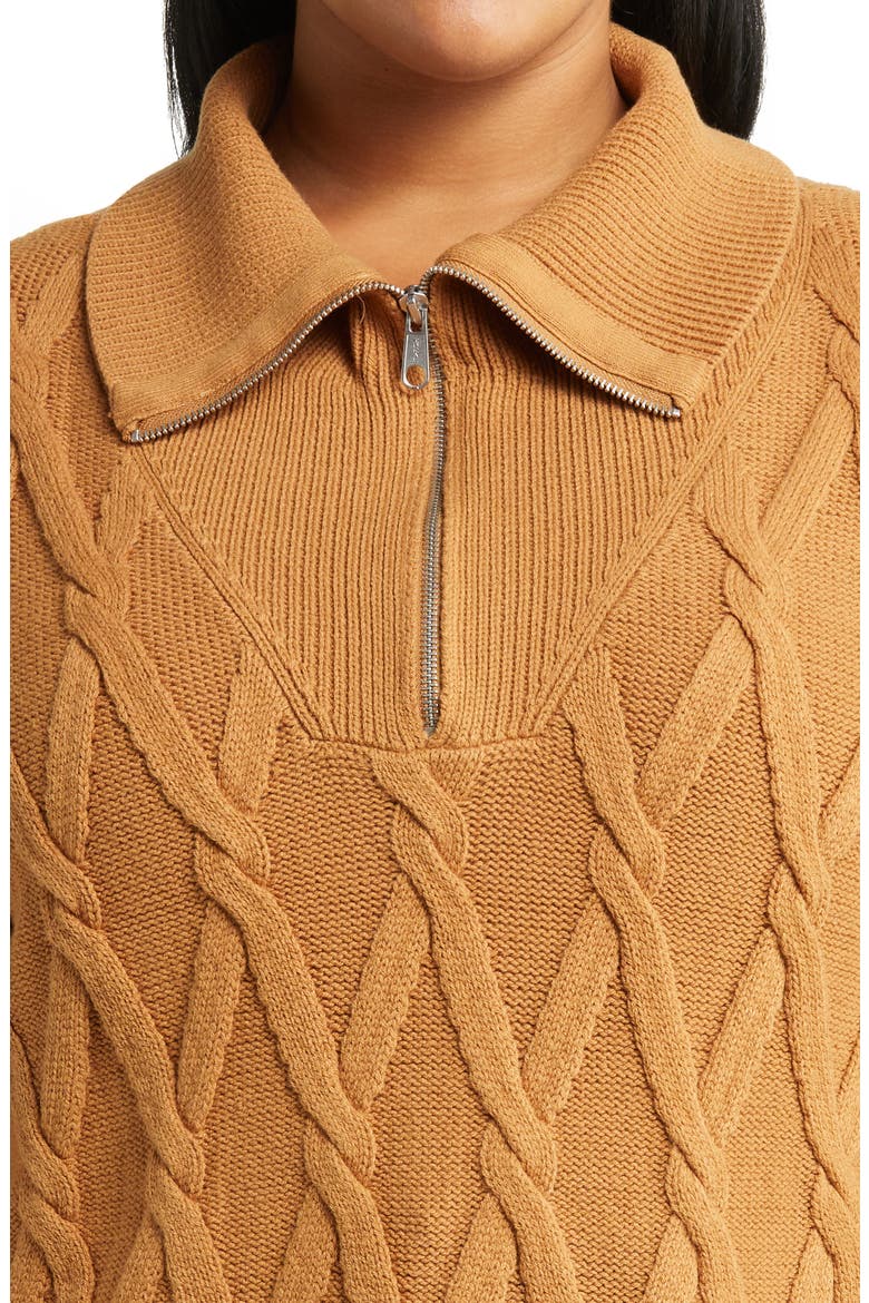 Cable Half Zip Sweater, Alternate, color, TAN DALE